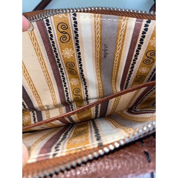 Vintage 2000s Brighton Y2K Aesthetic Brown Leather Crossbody Purse Shoulder Bag - Picture 5 of 8